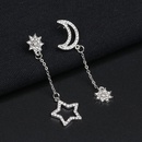 Fashion Ornament Inlay Rhinestone  Asymmetric Star and Moon Stud Earringpicture7
