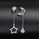 Fashion Ornament Inlay Rhinestone  Asymmetric Star and Moon Stud Earringpicture8