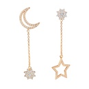 Fashion Ornament Inlay Rhinestone  Asymmetric Star and Moon Stud Earringpicture9