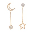 Fashion Ornament Inlay Rhinestone  Asymmetric Star and Moon Stud Earringpicture12