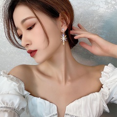 Fashion Simple Eight Awn Star Rhinestone Inlaid Stud Earrings