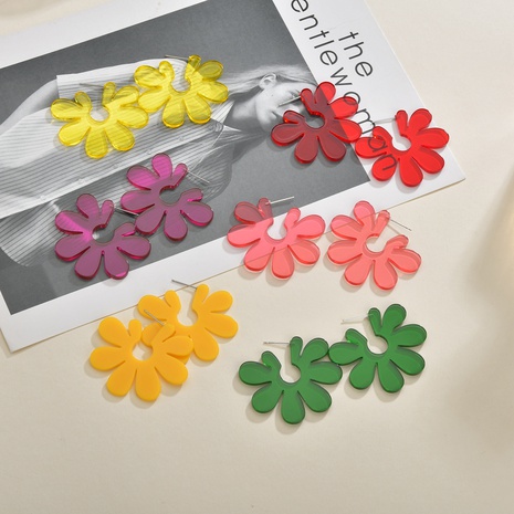 Exaggerated solid color Large Flower Earrings multi colors's discount tags