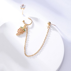 Fashion Integrated Grape Electroplated 18K Gold Zircon Copper Ear Clip Earrings