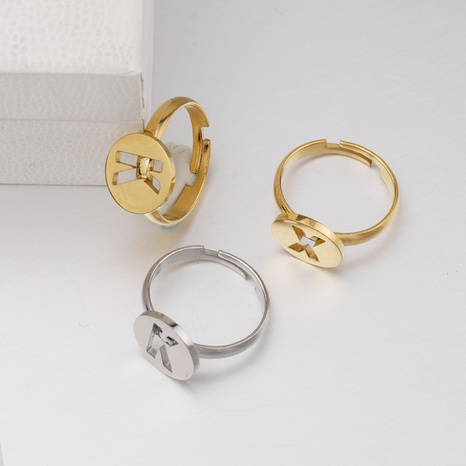 Edelstahl Ring Einstellung 26 Englisch Buchstaben 12mm Ring DIY Ring Ornament Zubehör's discount tags