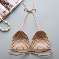 new style sexy solid color back lace-up ring Halter Bra