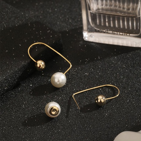 Fashion Geometric Shaped Inlay Pearl Copper Earrings Women's discount tags