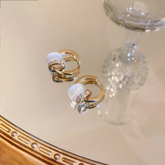 Fashion Opal Zircon Geometric Copper Earrings Women Simple Wholesale