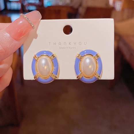 Pendientes de tachuelas azules de perlas barrocas catharanthos Roseus's discount tags