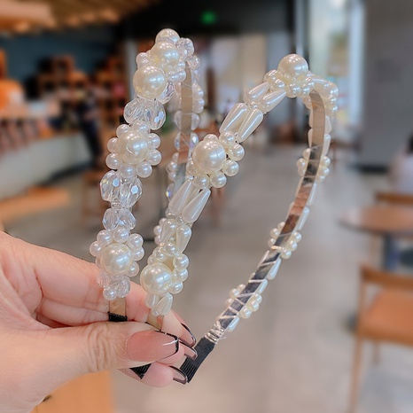 Diadema de perlas flores de cristal's discount tags