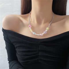 Mode Bunten Süßigkeiten Farbe Geometrische Blume Geformt String Perle Halskette Weibliche