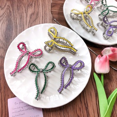 Fashion Sweet Solid Color Bow Metal Grip Alloy Hairpin Female Hair Accessories