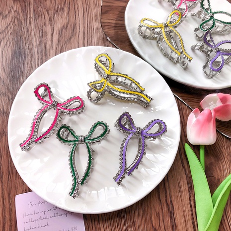 Fashion Sweet Solid Color Bow Metal Grip Alloy Hairpin Female Hair Accessories's discount tags