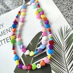 Sommer Neue Handgemachte Perlen Candy Farbe herz Perle Blume Halskette