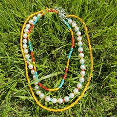 Fashion New Bohemian Style Handmade Beaded Colorful Pearl Multi-Layer Necklace