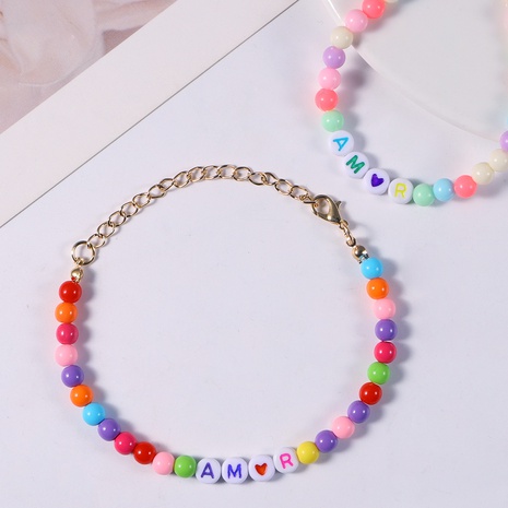 2022 New Simple Cute Creative Design Letter Colorful Bead Bracelet One Piece's discount tags