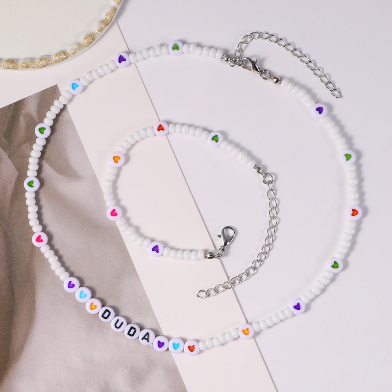 Mode Neue Handgemachte Reine Weie Perle Herz Kreative Buchstaben Halskette Armband Set