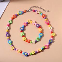 2022 New Handmade Creative Design Colorful Bead Cartoon Flower Necklace Bracelet Set