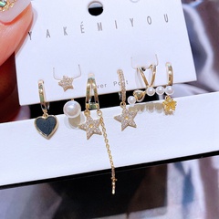 Fashion Elegant Heart Star Pearl Shape Pendant Ear Clip Earring Set Wholesale