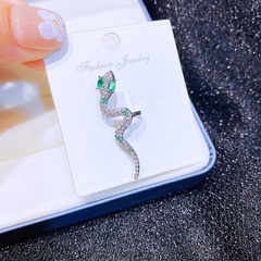 Non-Piercing Earrings Green Zircon Micro-Inlaid Snake-Shaped Ear Clip Ornament