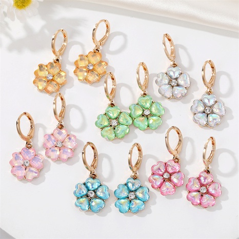 Fashion Exquisite Colorful Crystal Flower Zircon Alloy Earrings Diamond Inlaid Petal Flower Earrings's discount tags
