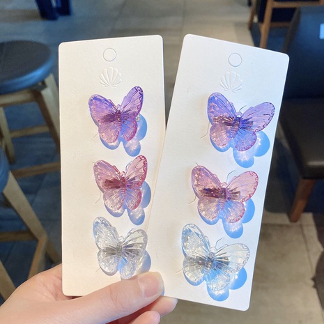 Fashion Gradient Transparent Mermaid Three-Dimensional Butterfly Shaped Hairpin's discount tags