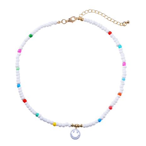 2022 Simple Smiley Face Handmade Beaded Colorful Pendant Necklace Clavicle Chain's discount tags