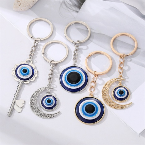 Fashion Alloy Inlaid Eye Shaped Keychain Gold Plated Bag Pendant Accessories's discount tags