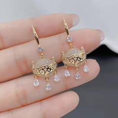 Mode Opal Schloss von Gute Wünsche Geformt Diamant-Embedded Ohr Haken