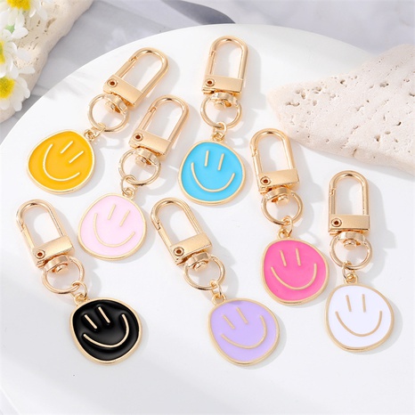 Fashion Alloy Colorful Oil Smiling Face Keychain Electroplated Gold Irregular Pendant Accessories's discount tags