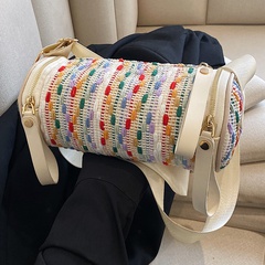 New Fashion Summer Multi Color Weaved Shoulder Messenger Cylinder Bag