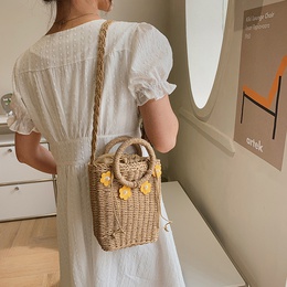 Womens New Summer Portable Shoulder Bag Woven Crossbody Straw Bucket Bagpicture16