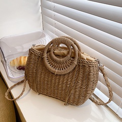 New Shoulder Large Capacity Portable Vegetable Basket Bag Crossbody Woven Straw Bag