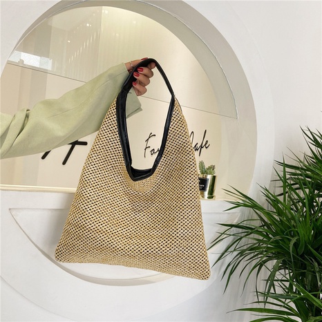 Lightweight Woven Beach Bag Fashion Hand-Carrying Casual Large Capacity Shoulder Straw Bag's discount tags