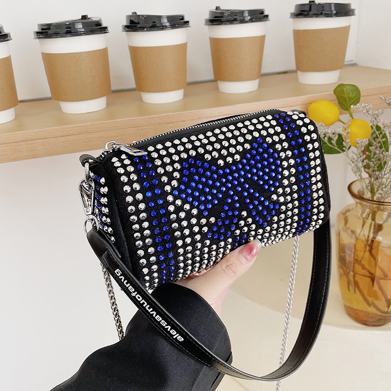 Fashion Rhinestone Bow Womens Bag Diamond Embedded Simple Portable Shoulder Messenger Bag