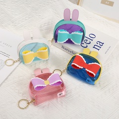 Fashion Rabbit Ears Bow Translucent Zipper Portable Key Case Heart Mini Wallet