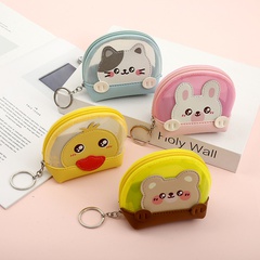 Fashion Cute Cat Yellow Duck Animal Laser Transparent Storage Bag Student Mini Wallet