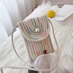 Fashion Cotton Braided Small Summer New Mini Mobile Phone Straw  Shoulder Crossbody Women's Bag