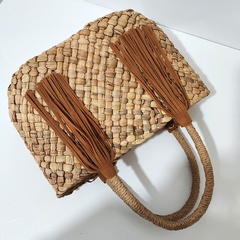 Gourd Grass Hand-Woven Summer New Basket Straw Handbag Tassel Small Shoulder Bag