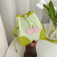 Fashion New Summer Simplicity Bucket Contrast Color Candy Color Casual Soft Leather Messenger Bag