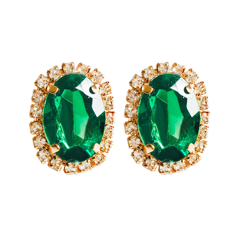 Fashion New Green Crystal Flowers Female ZirconEmbedded Alloy Earringspicture1