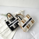 Commuter HandCarrying Canvas Large Capacity Striped HandHeld Tote Womens Bagpicture3