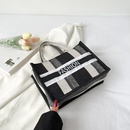 Commuter HandCarrying Canvas Large Capacity Striped HandHeld Tote Womens Bagpicture4
