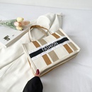 Commuter HandCarrying Canvas Large Capacity Striped HandHeld Tote Womens Bagpicture5