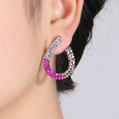Fashion Colorful Geometric Water Drops Inlay Rhinestone Stud Earrings