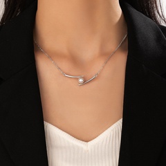 Fashion Ol Pearl Geometric Irregular Clavicle Chain Single-Layer Alloy Necklace