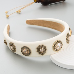 New Fashion Hair Accessories Female Baroque Color Glass Drill Beige Headband