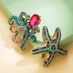 Fashion Starfish Decorative Corsage Alloy Rhinestone-Encrusted Pin Brooch
