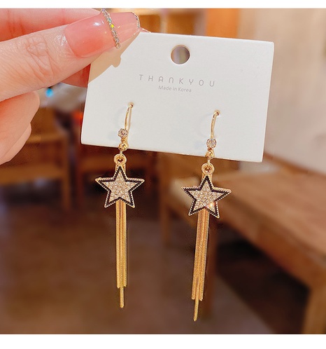 Full Diamond Long Tassel star Earrings wholesale's discount tags