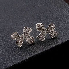 Fashion Micro Inlaid Zircon Bow Small Alloy Earrings