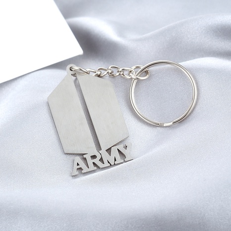 Fashion Simple Geometric  Army Letter Stainless Steel Keychain's discount tags